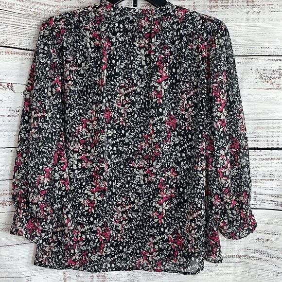 Rebecca Minkoff Top Womens size XS chiffon Blouse Floral Billie Boho preppy - Picture 14 of 14